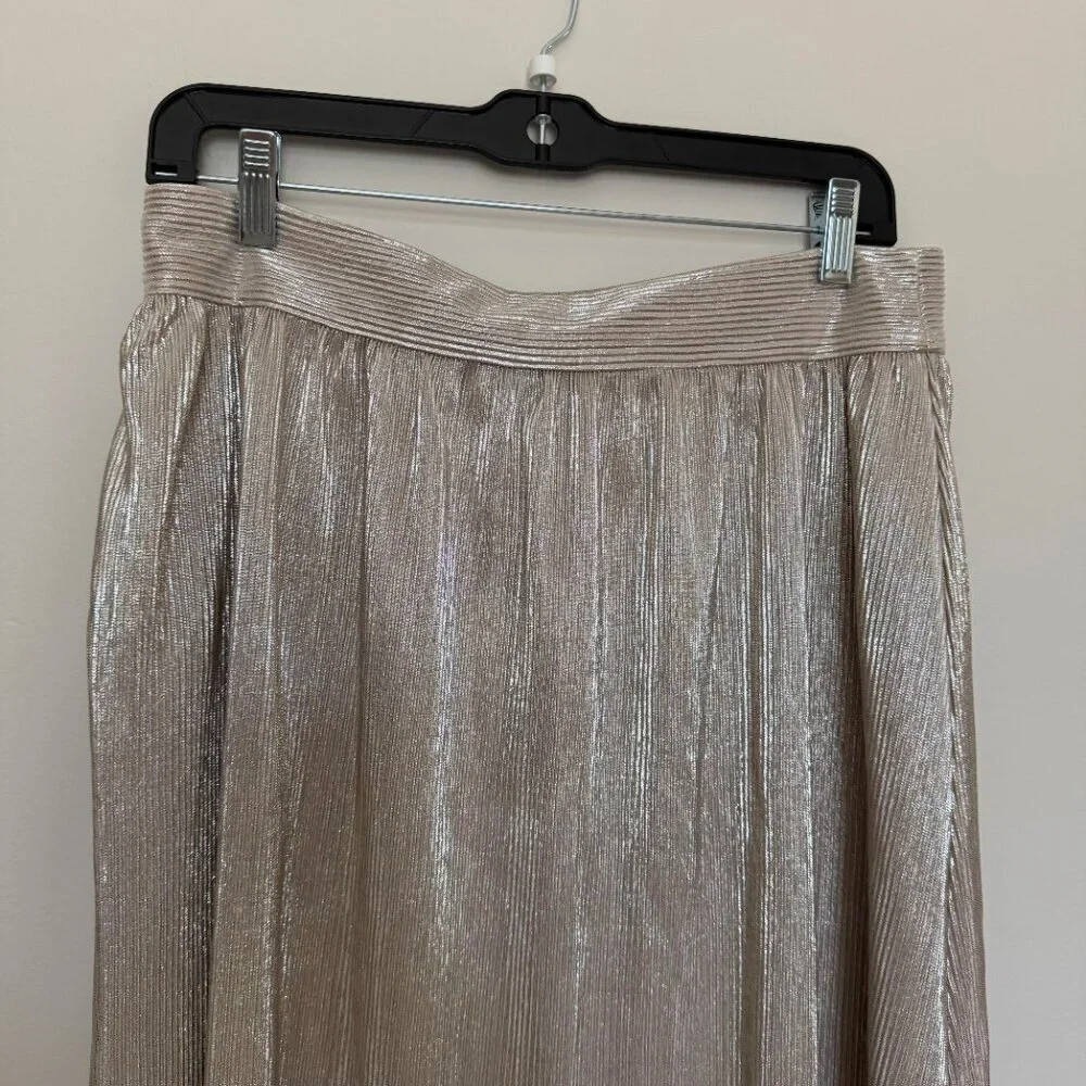 Who What Wear Metallic Pleated Midi Skirt Party Formal Gold - NWT - 12